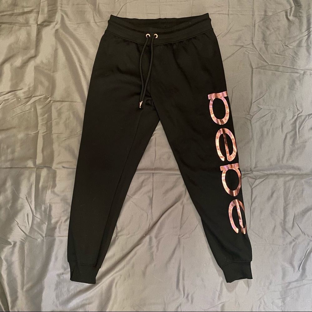 Black with Pink Print BeBe Sweatpants